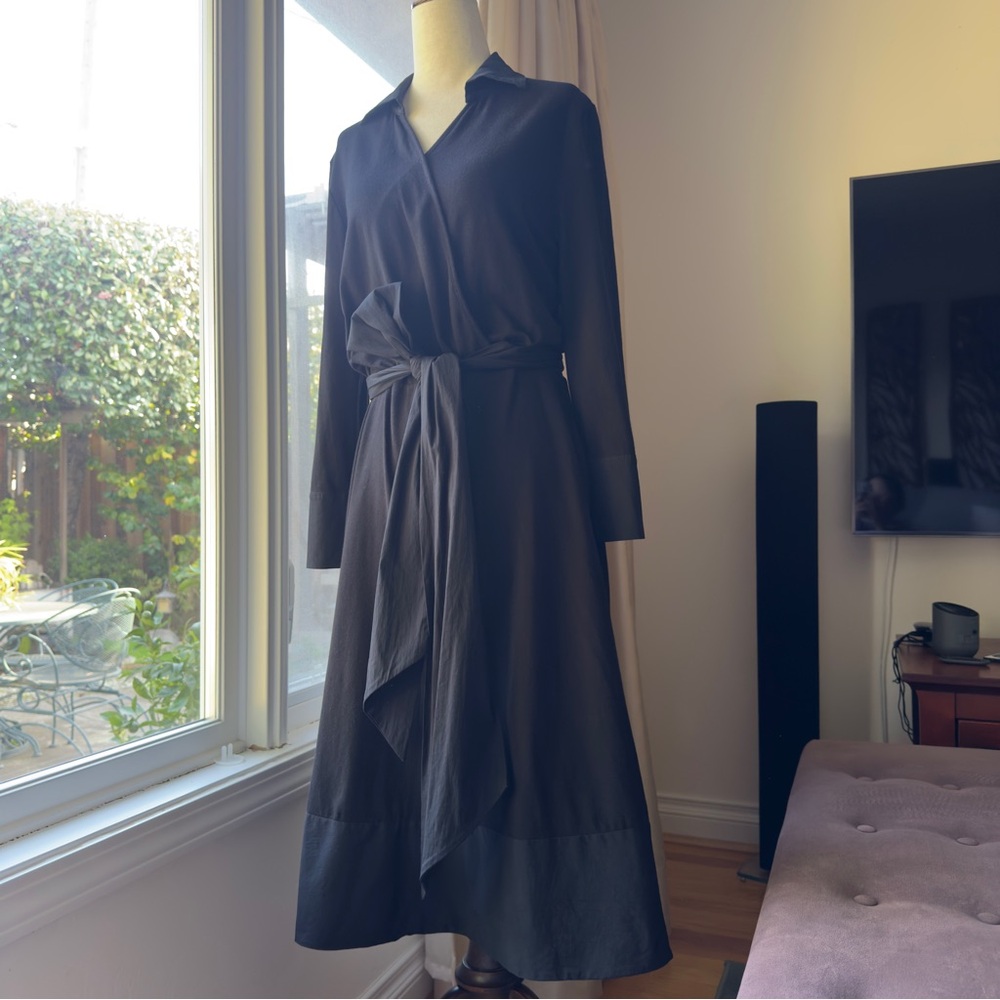 ME+EM Black Maxi Wrap Shirt Dress